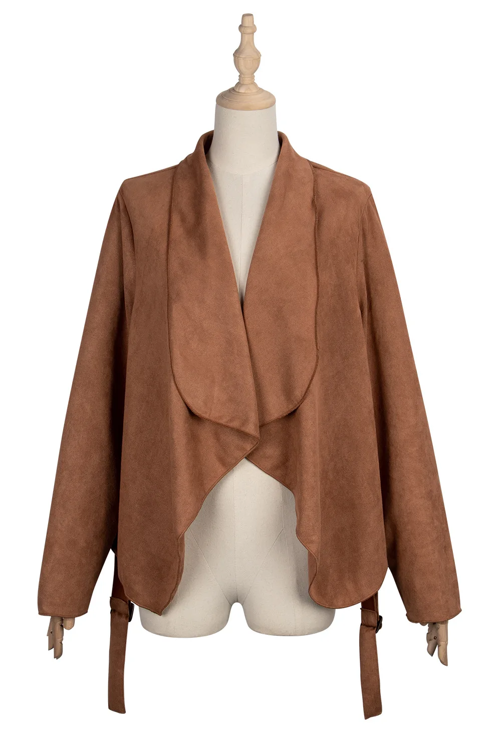 

Hot Solid Autumn Women Jacket Big Lapel Solid Color Cardigan Winter Casual Loose Suede Soft Lace-up Long Sleeve Lady Street Coat