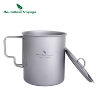 boundless voyage 750ml titanium cup mug pot with folding handle outdoor camping ultralight big capacity tableware water bottle