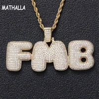 mathalla new fashion english letter pendant iced cubic zircon gold silver free combination male and female hip hop pendant