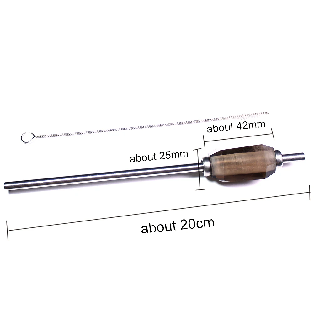 

New 1PC Reusable Adjustable Stainless Steel Faux Crystal Healing Drink Straw Tableware