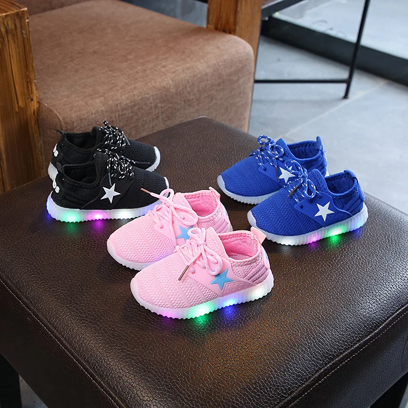 

Children's Casual Shoes Luminous Shoes Children's Shoes Flying Woven Five-pointed Star Led Marquee Casual Shoes Flashing Lights