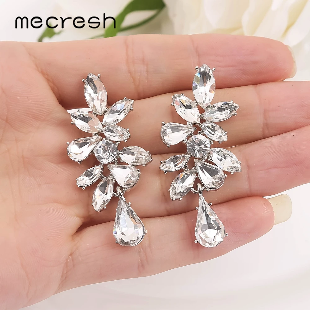Mecresh кристаллическое Украшение конский глаз Висячие серьги для свадьбы