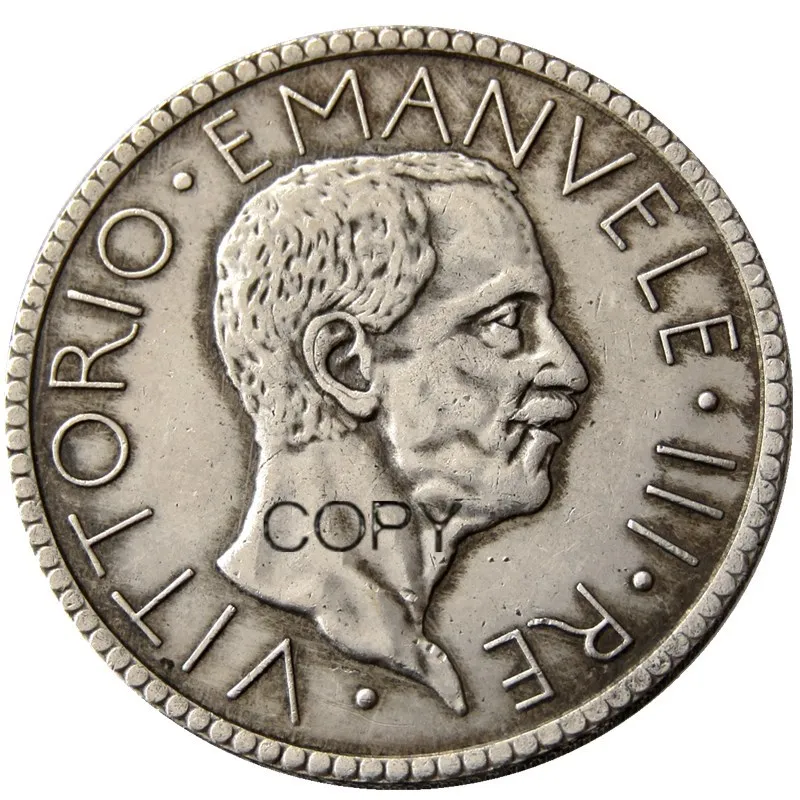 Italy 20 Lire 1927 or 1928 R 2pcs Silver Plated Copy Coins |