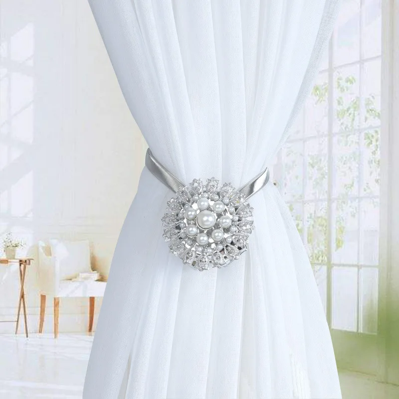 

Pearl Flower Magnetic Curtain Clip Curtain Holders Tieback Holdbacks Buckle Clips Hanging Buckle Tie Back Curtain Decoration