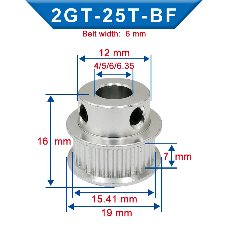 GT2 timing pulley 25 Teeth Bore 4/5/6/6.35/7/8mm belt width 7/11mm fit for 6/10mm 3D Printer parts | Обустройство дома