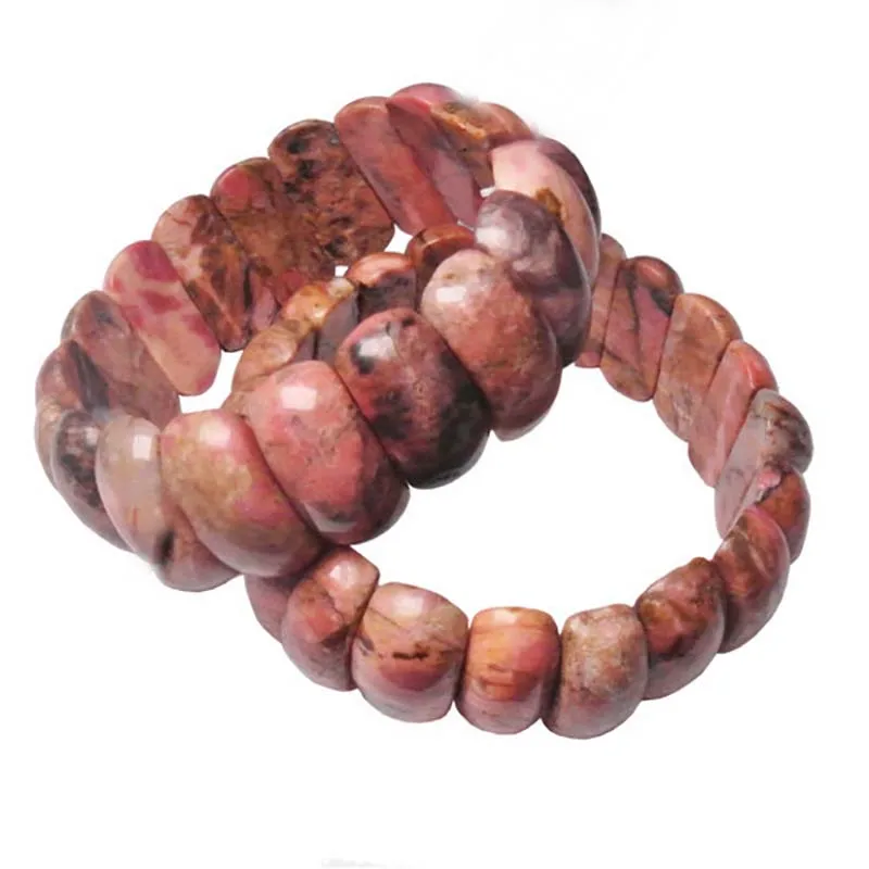 

10x23mm Natural smooth Rhodonite Square bracelet for men and women's Valentine's day fashion jewerly bracelet men's gift 8“