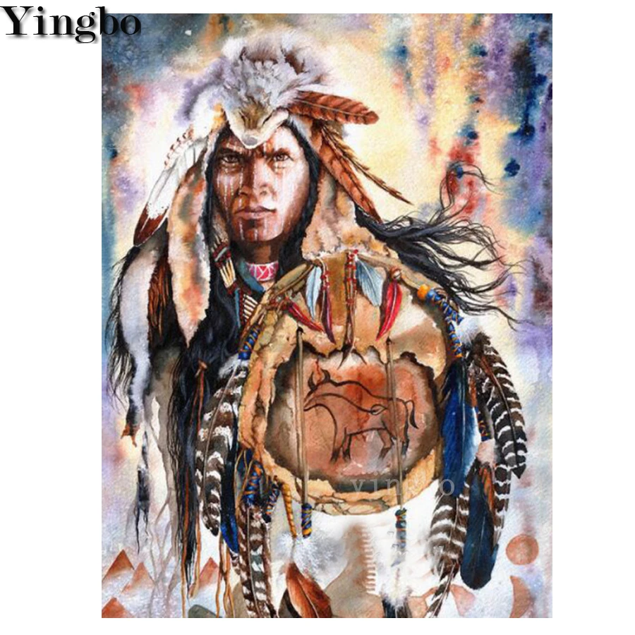 Индийские перья для мужчин DIY Алмазная Вышивка крестом Стразы с бриллиантами