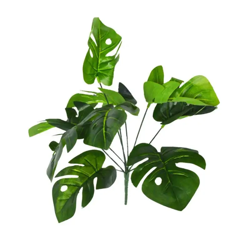 

1 Bouquet/9 Leaves Artificial Silk Palm Monstera Leaves Plant For Hawaii Luau Party Decorations Beach Wedding Table Decoration