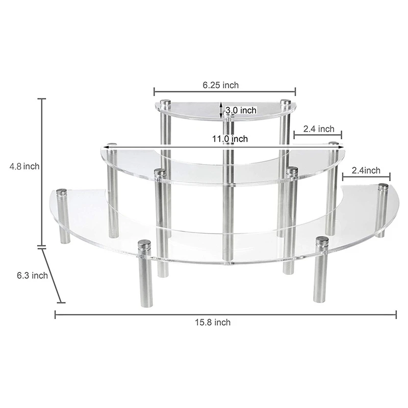 

3 Tiers Acrylic Wedding Party Birthday Cake Dessert Display Clear Cupcake Stand Serving Platter Cake Display Stand