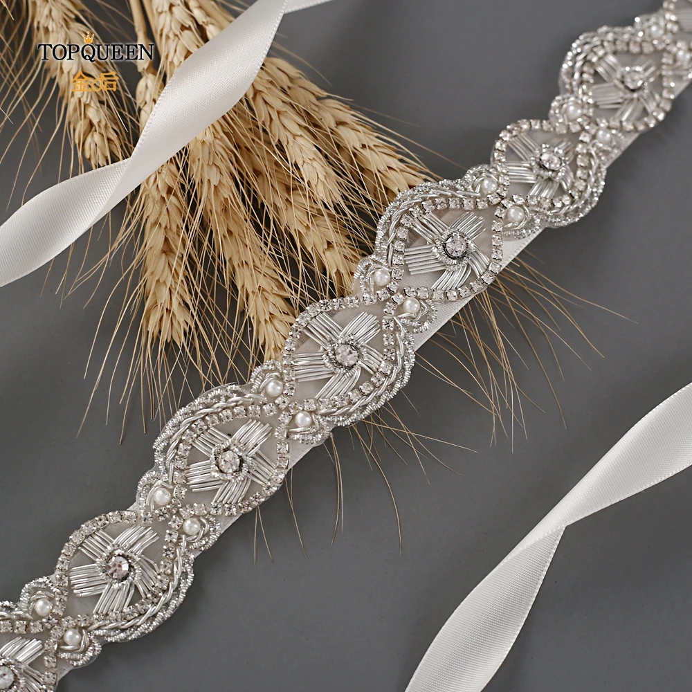 TOPQUEEN S368 Свадебные ремни со стразами свадебный пояс с жемчугом для свадебных