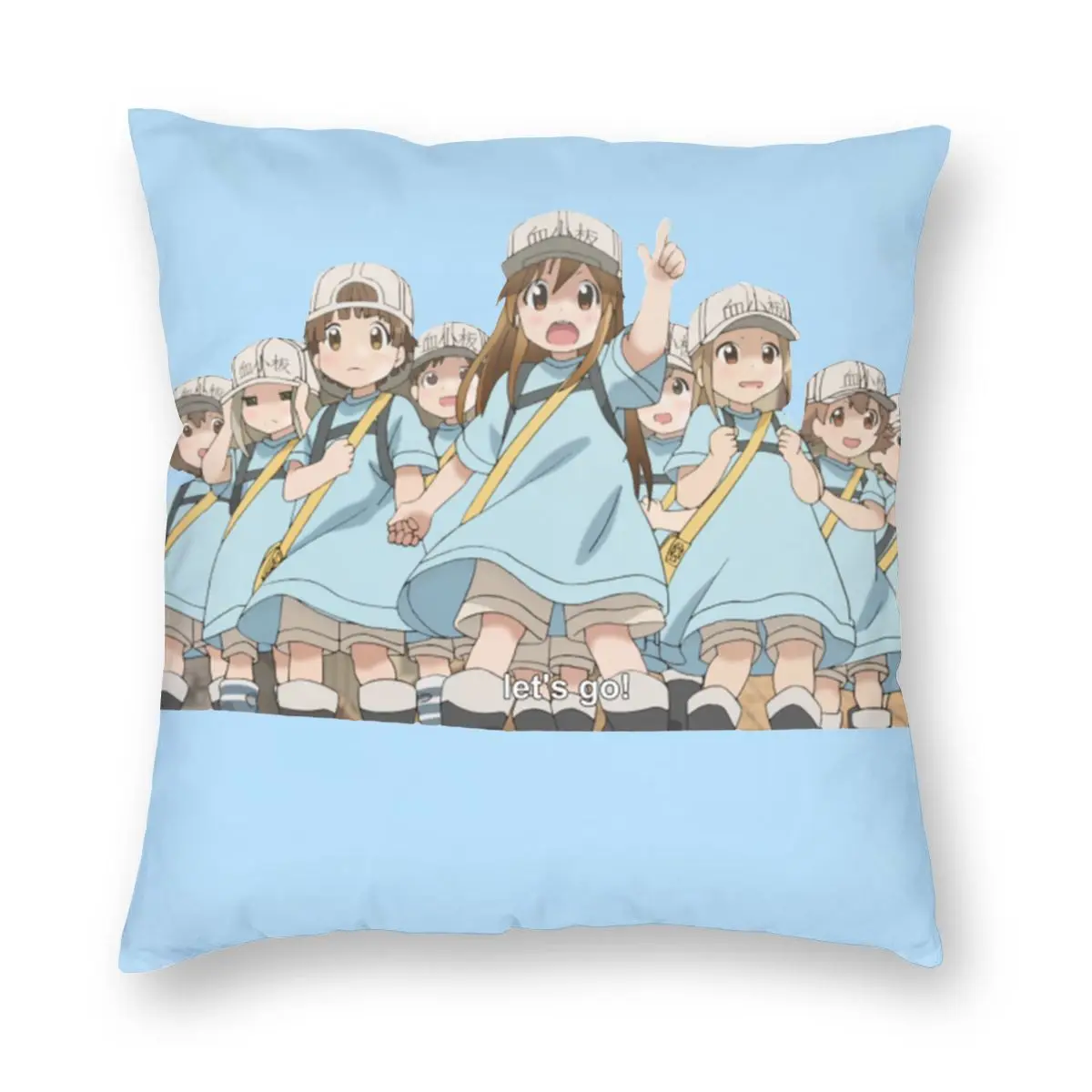 

Клеток на рабочем месте тромбоцитами квадратная подушка чехол полиэстер подушки для дивана Hataraku саибу манга накидки на подушки