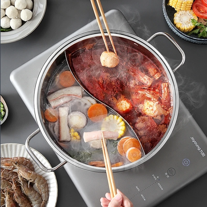 Home Mandarin Duck Hot Pot Food Dishes Thickened Stainless Steel Chinese Hotpot Fondue Chinoise Gas Induction Cooker Cookware