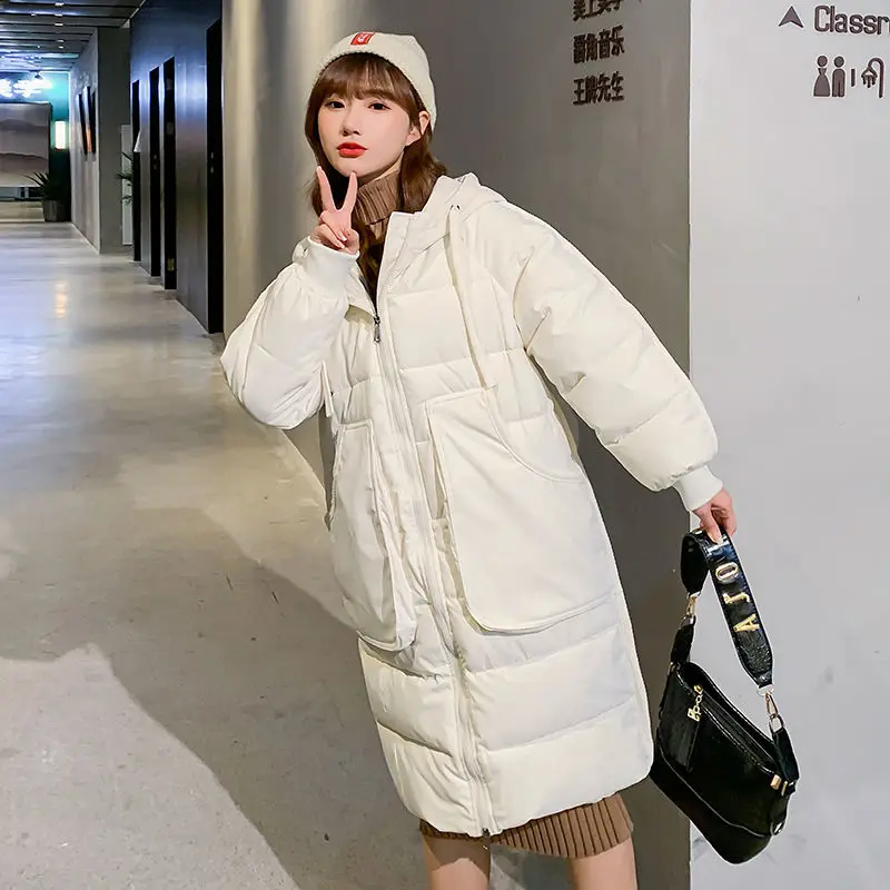 

2021 Winter New Down Cotton Clothing Women's Medium-length Loose Straight-barrel Temperament Cotton Coat Large Size Korean Versi