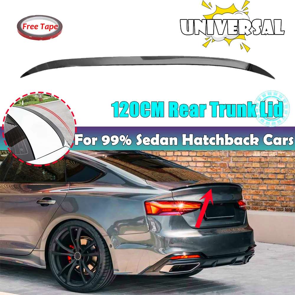 

Universal 120CM Car Rear Trunk Spoiler Wing Boot Lip TPU Rear Trunk Lip Glossy Black For Benz For BMW For Audi Car Styling
