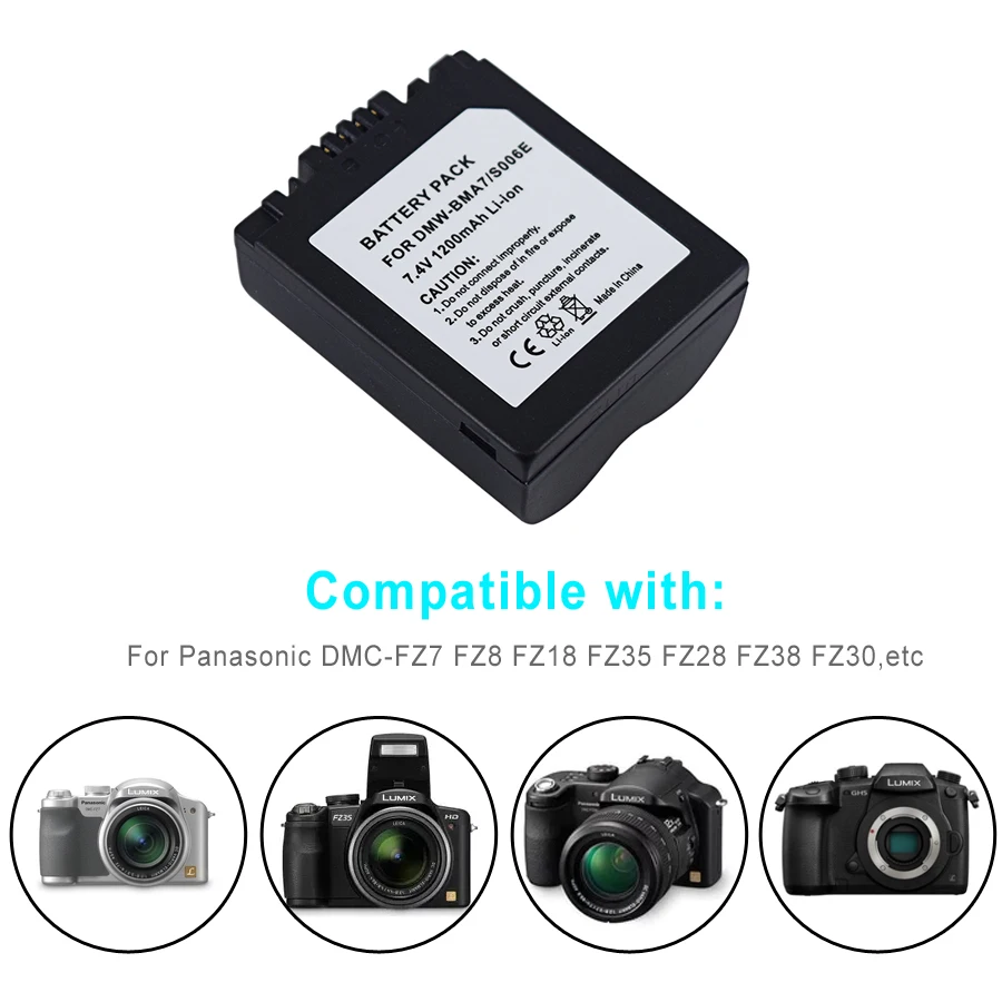 Аккумулятор для фотоаппарата Panasonic Lumix CGA-S006 FZ8 FZ18 FZ35 FZ28 FZ38 FZ30 1200 мАч | Электроника