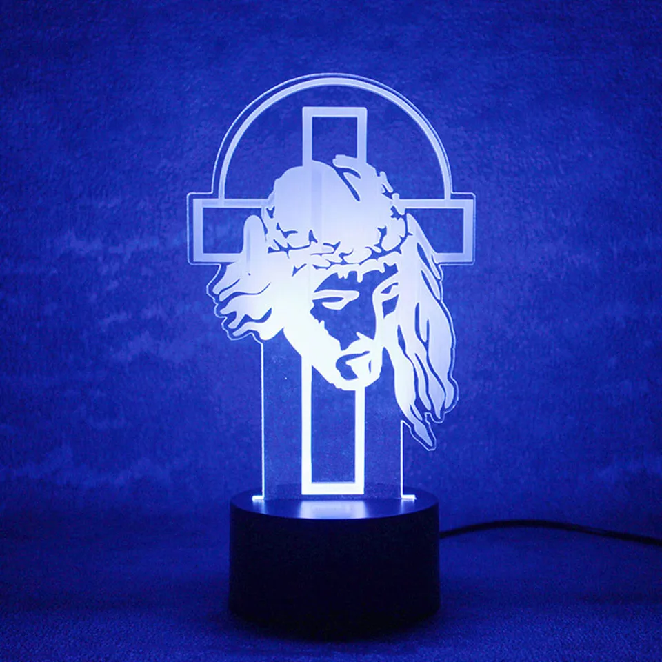 

Светодиодный RGB светильник «Иисус крест», настольная лампа со сменой цветов, экшн-фигурка из ПВХ, детская игрушка, подарок на Рождество, 7 цве...