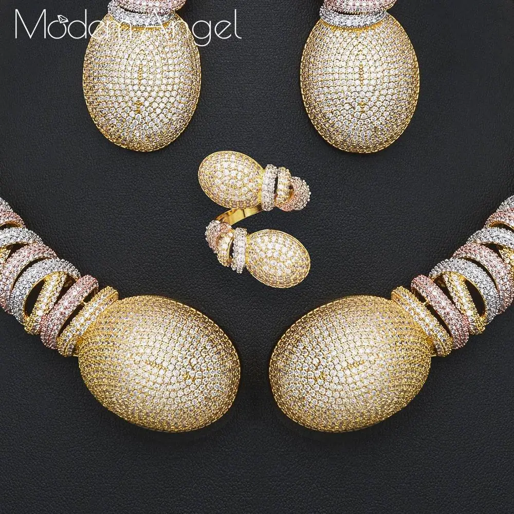 ModemAngel Роскошный цветок кубического циркония Африканский индийский ожерелье