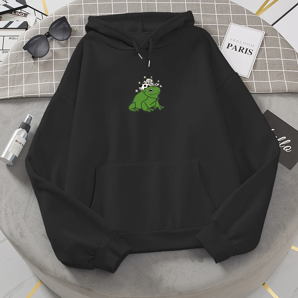 

Hoodie Women Autumn Thick Loose Oversize Sweatshirt Harajuku Kawaii Printed Frog Casual Hoodies Thicken Hooded Pullover Female