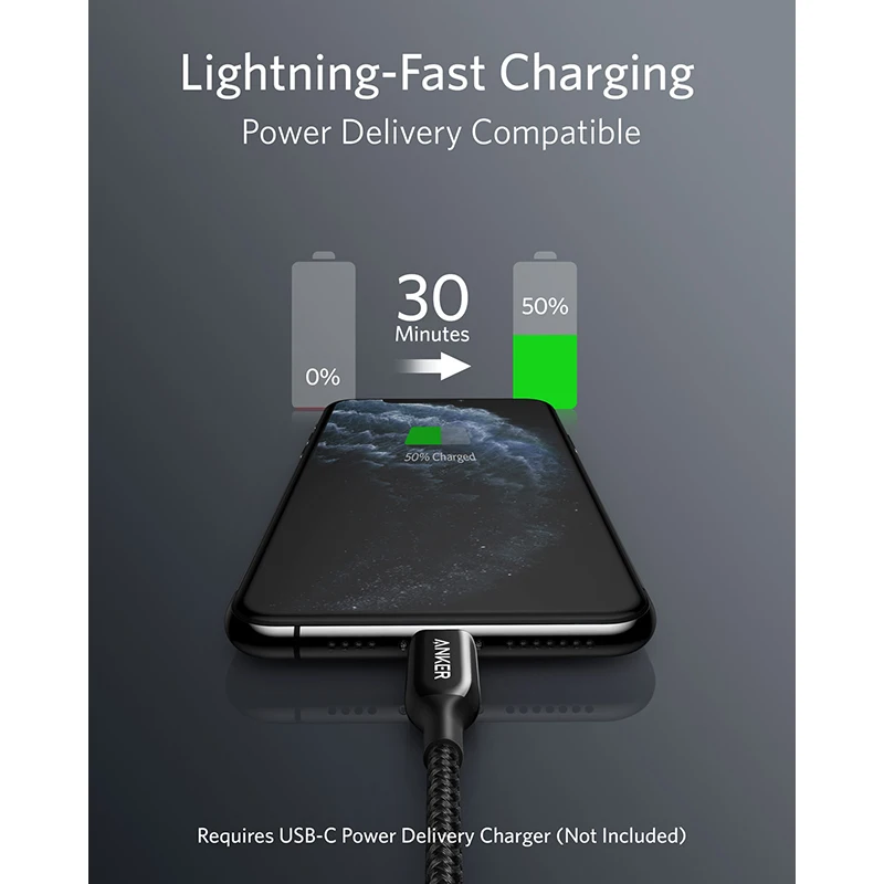 Anker USB C to Lightning Cable 3ft Powerline+ III MFi Certified Lightning Cable for iPhone 11/11 Pro/11 Pro Max, Power Delivery