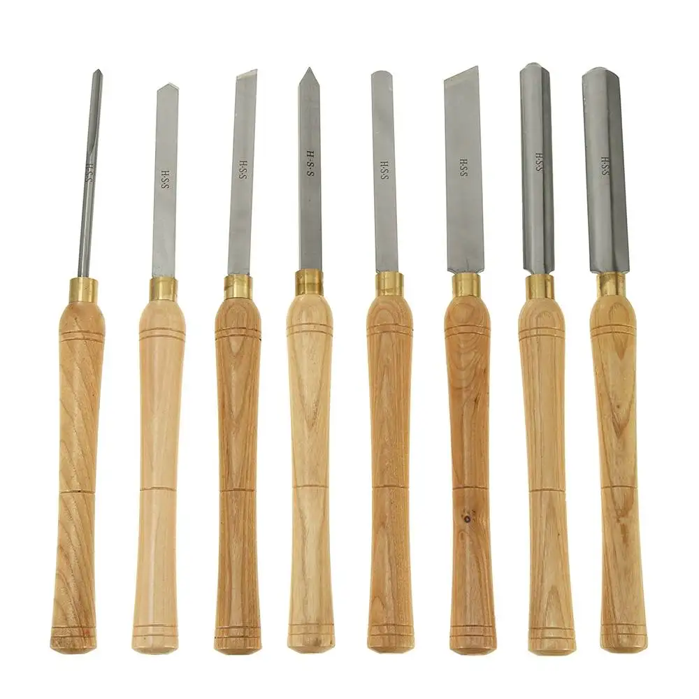 

8 шт./компл. токарный станок, резец, Высокоскоростная сталь с деревянной ручкой, деревообрабатывающий инструмент, набор ручных инструментов