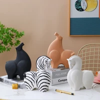 2021 new design ceramic horse home furnishings creative design white black brown zebra strong horse decors for house office