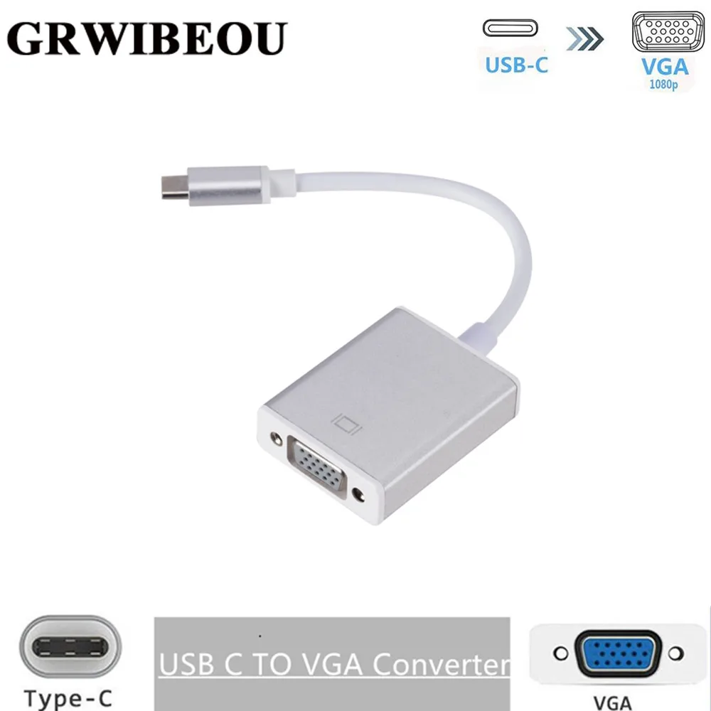 Переходник Grwibeou с USB 3 1 на VGA типа C гнездо для нового Macbook Surface Pro конвертер|Адаптеры