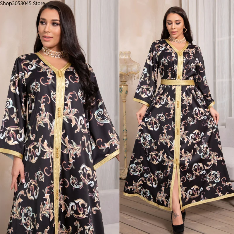 

2021 Ramadan Dubai Abayas For Women Arabic Turkish Muslim Dress Elegant Ladies Long Kimono Fashion Outfit Jellaba Femme Robe