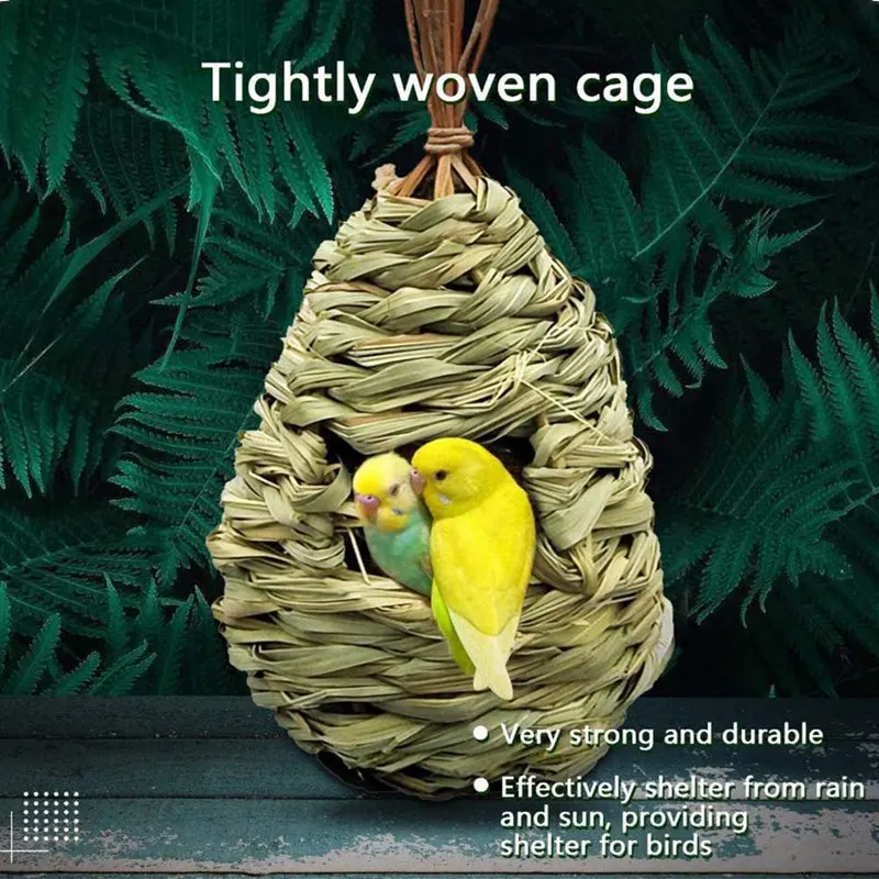 

Handmade Straw Woven Hummingbird Outdoor Natural Environmental Protection Pet Birdhouse Bird Cage Home Garden Decoration
