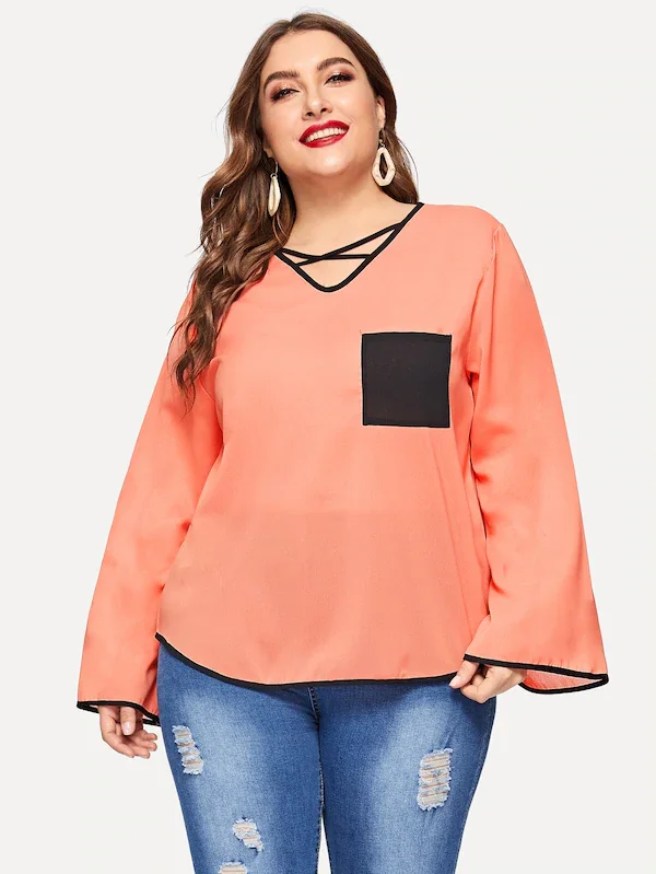 Большие размеры футболки с длинным рукавом 2019 Летние повседневные топы v