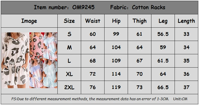 

Women Print/Gradient Color Two-piece Pyjamas Sets Short Sleeve V Neck T-shirt Drawstring Shorts Female Cotton Clothes