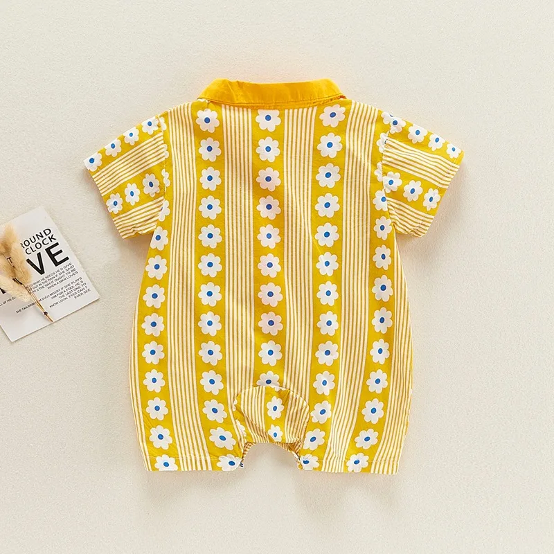 

Children's one-piece suit 2021 summer clothes new college style freshman boy's treasure yellow printed thin Khaki climbing suit