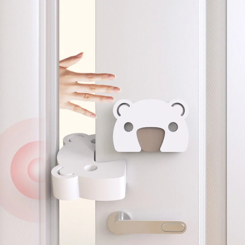 Tope de puerta de seguridad para beb&eacute;s, bloque de puerta gruesa blanca, antipellizco, protecci&oacute;n segura para ni&ntilde;os, Tope de puerta de seguridad con dibujos de animales-0