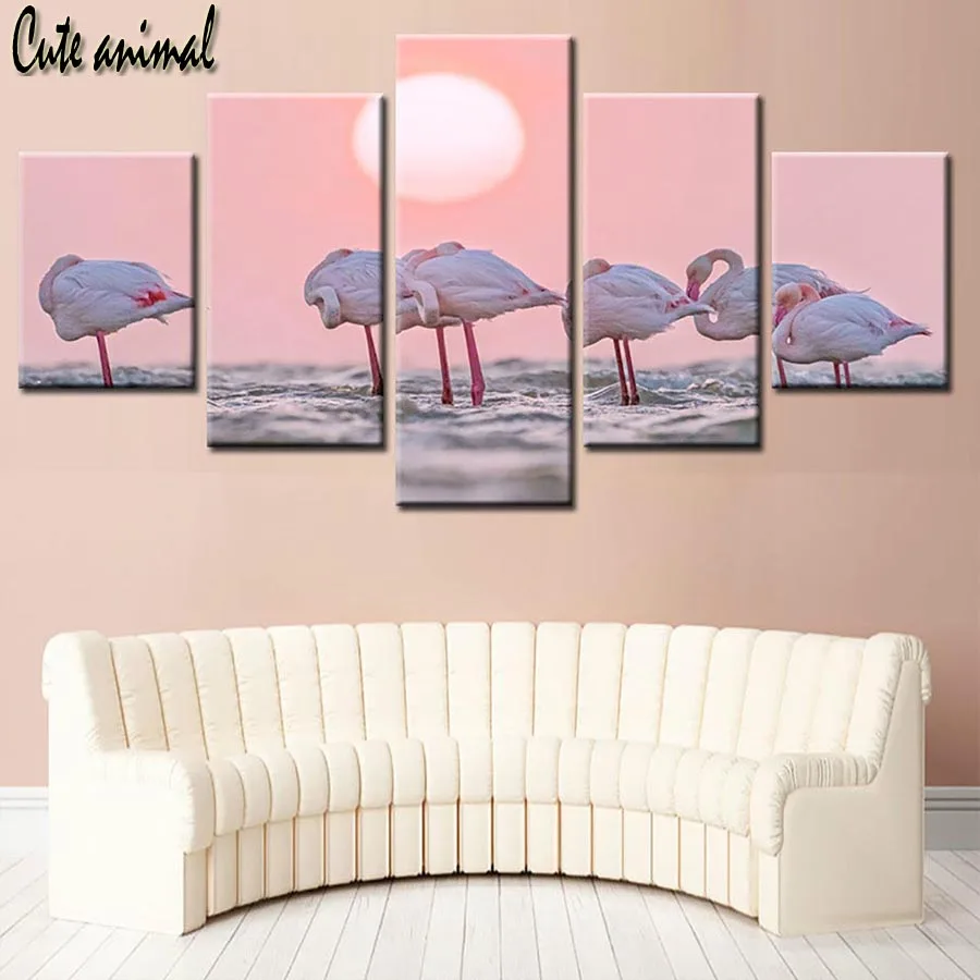 

5 Pieces Flamingo landscape Diamond embroidery sale 5d diamond painting with square stones pictures of rhinestone diamond mosaic