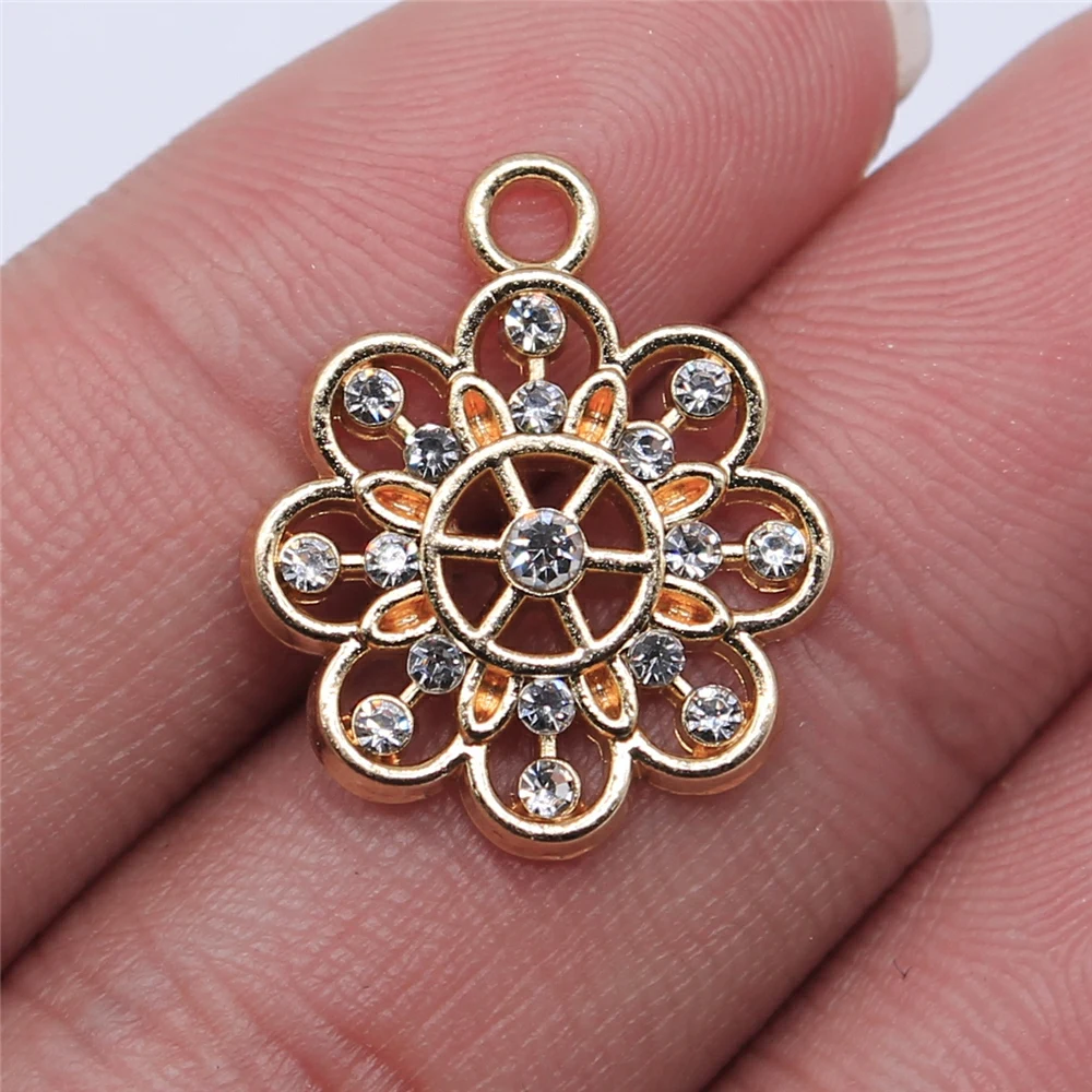 

10 шт. 22x18 мм KC Золотой Цвет с очаровательным цветочным принтом Подвеска для изготовления ювелирных изделий серьги аксессуары