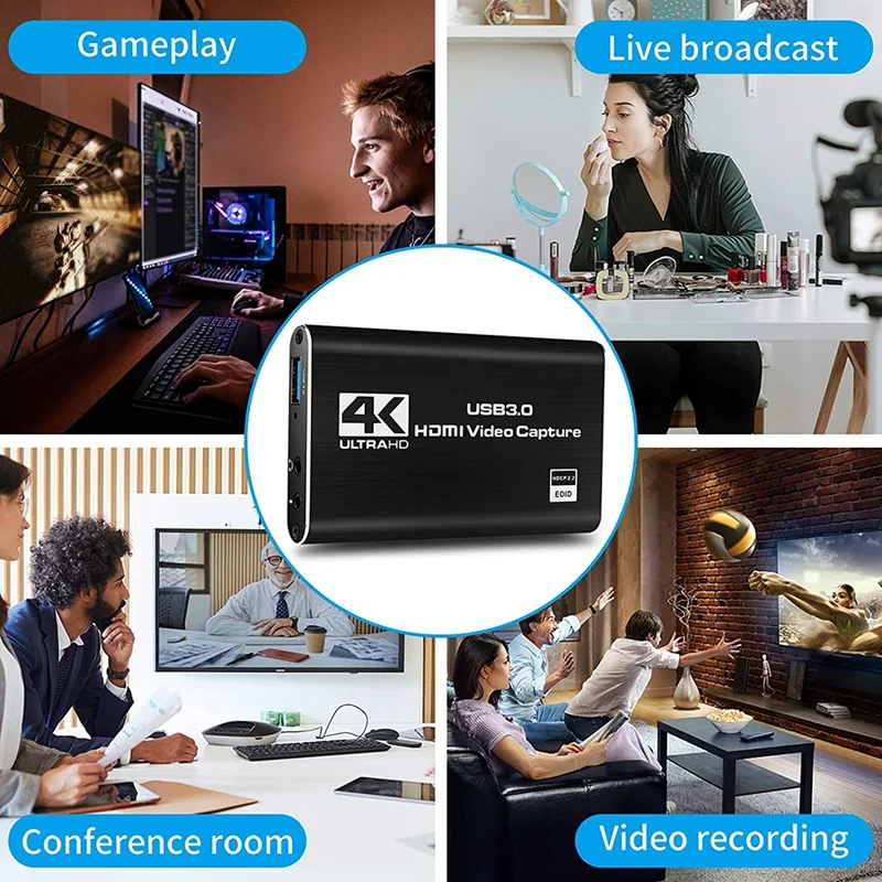 

Audio Video Capture Card, 4K USB 3.0 Capture Adapter Video Converter for Gaming Streaming Live Broadcast Video Recording
