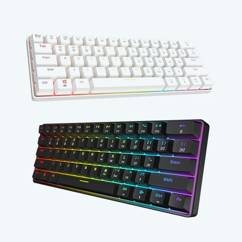 

DK61 Mechanical Keyboard, Rgb Bluetooth Backlit Wired Dual-Mode Keyboard Suitable for Game Lovers