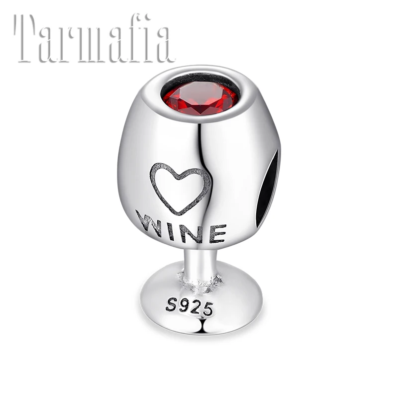 100% настоящие 925 пробы серебряные Изящные бусины Красный Циркон элегантная форма