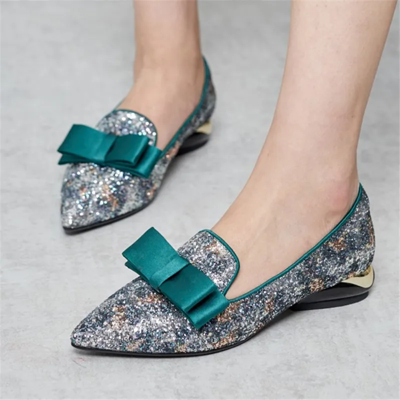 PXELENA/блестящий глиттер женские лоферы на низком каблуке без шнуровки коллекция