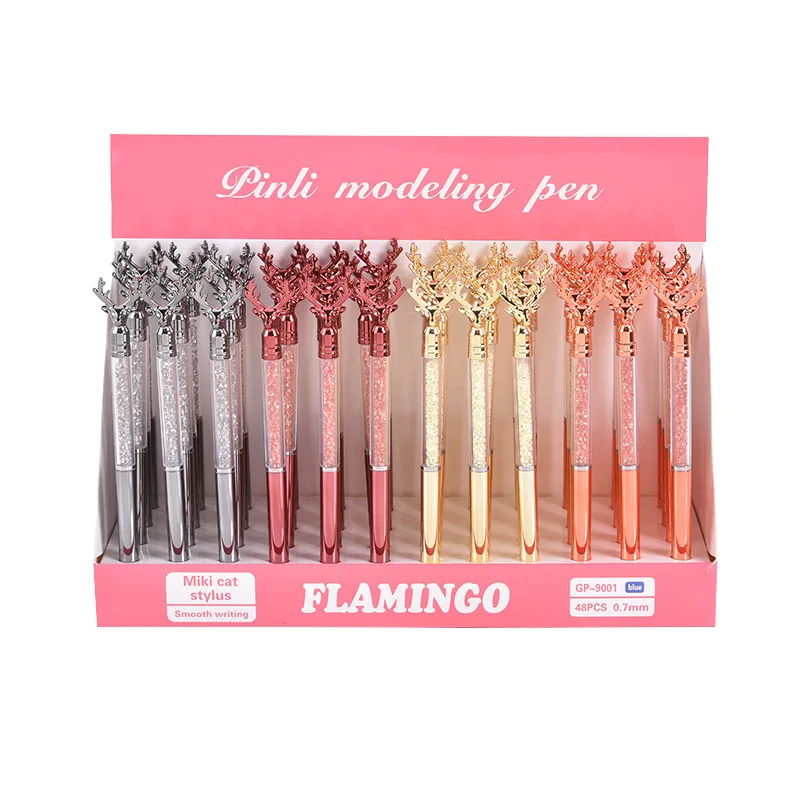 

Модная Хрустальная шариковая ручка с лазерным оленем 48 шт./лот милые шариковые ручки 0,7 мм рекламный подарок Офисные и Школьные письменные п...