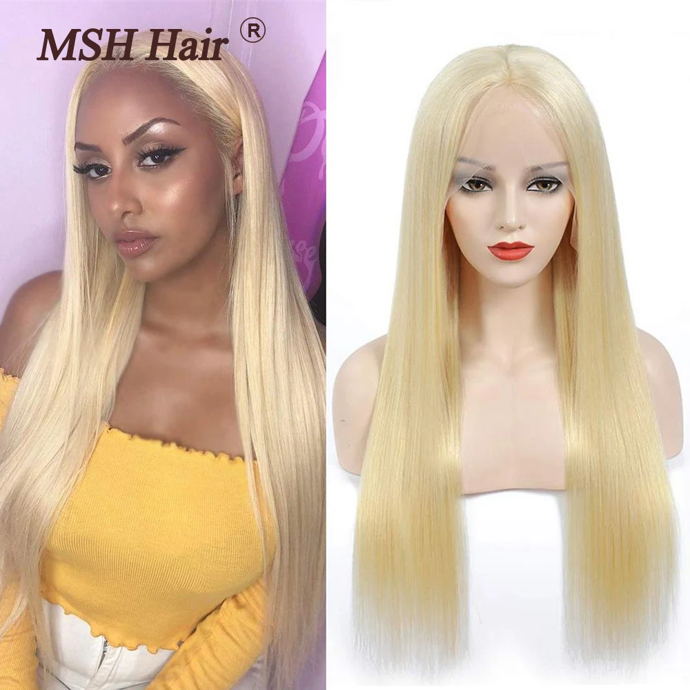 MSH бразильские прямые волосы 613 Блондин человеческие парики 13x4x1 часть 150%