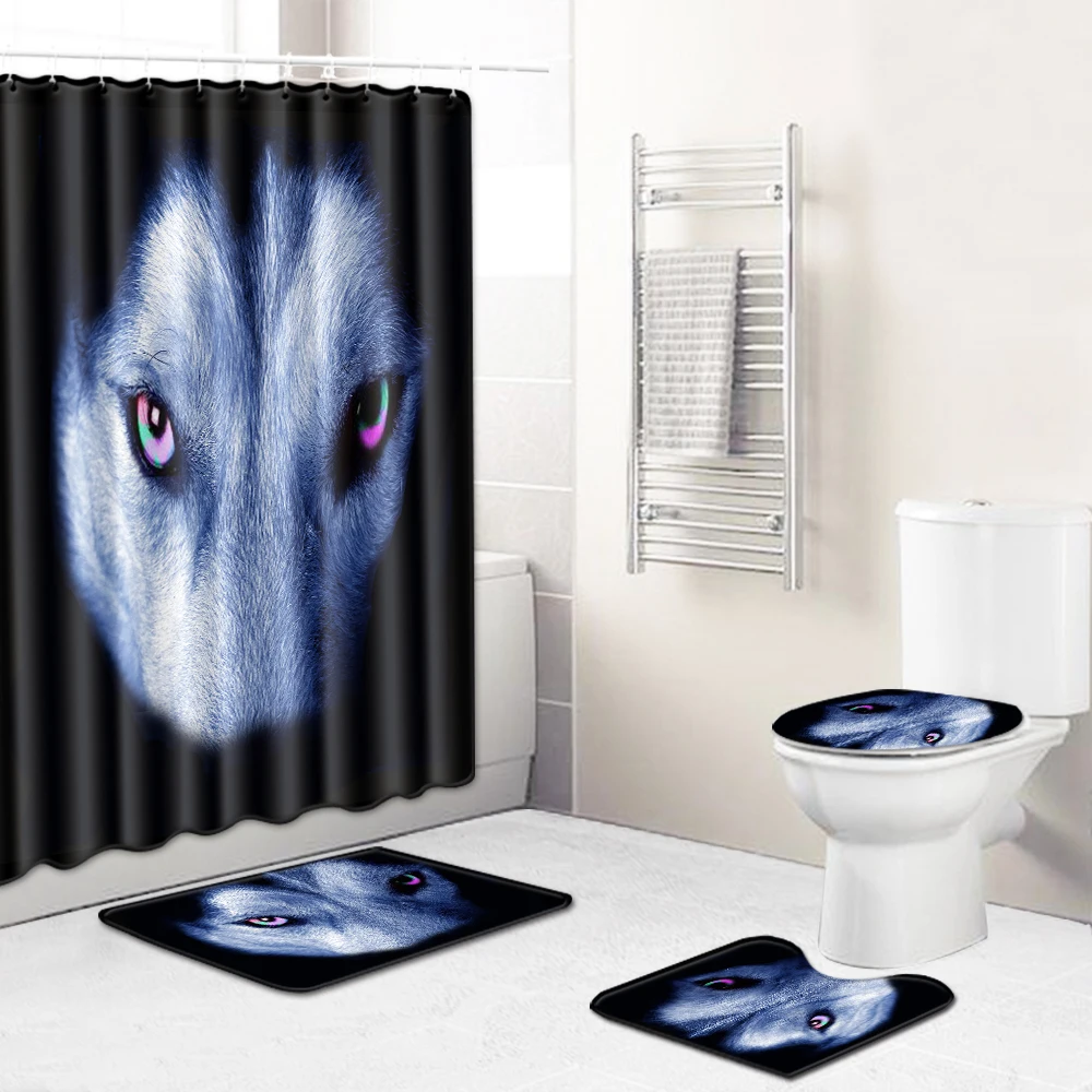 4 шт./компл. дикое животное тигр душ Шторы коврик для ванной Ванная комната Туалет