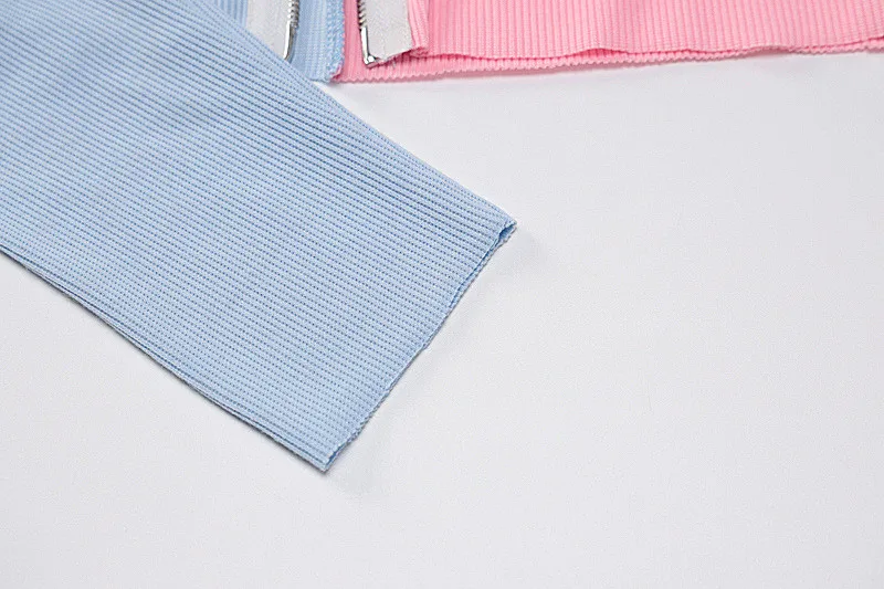 Женская облегающая футболка контрастного цвета с длинным рукавом и двойной