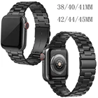 Ремешок из нержавеющей стали для Apple Watch Series 7 6 5 4 3 45 41 40 44 38 42 мм, сменный металлический мужской и женский браслет для Iwatch