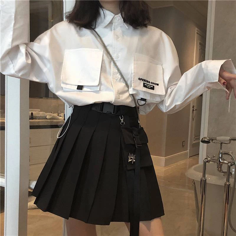 

Harajuku Summer Cotton High-Waisted Women Skirt Y2k Punk Pleated Female Short Mini Skirts Korean Fashion Solid A-Line Clothing