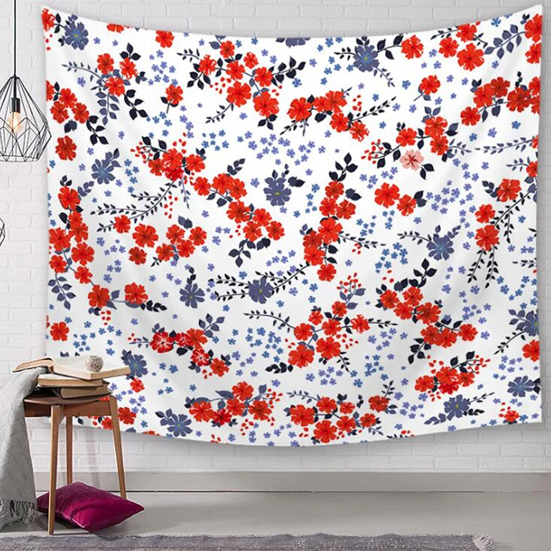 Настенный Гобелен из полиэстера с цветочным принтом декоративный настенный