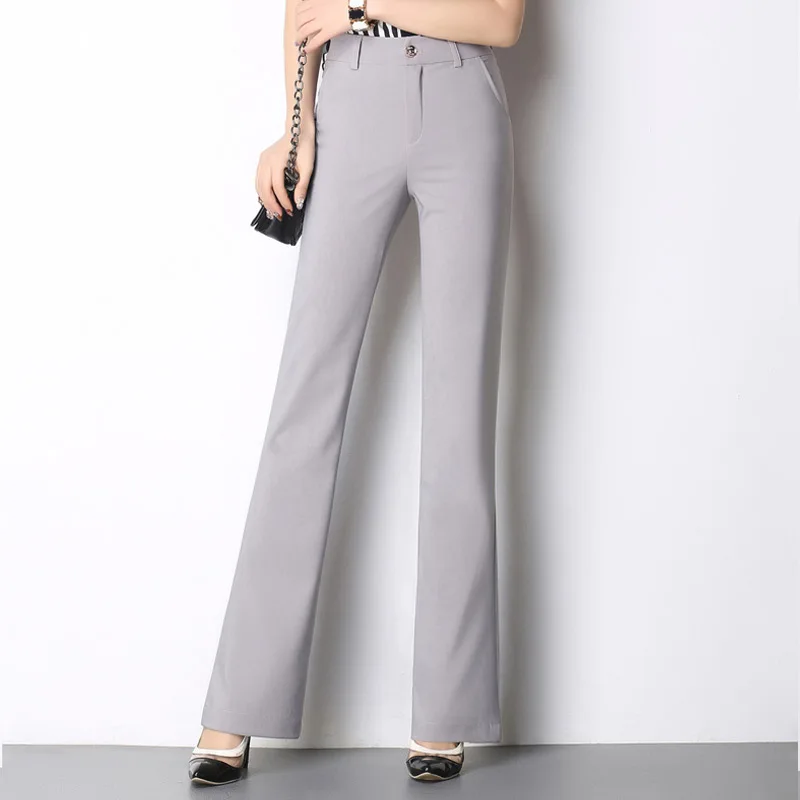 Простые Стильные однотонные повседневные расклешенные брюки с высокой талией