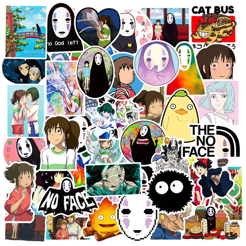 

50 Pieces Waterproof PVC Anime Spirited Away Girl Stickers Guitar Skateboard Suitcase Children Graffiti Sticker Kid Classic Toys