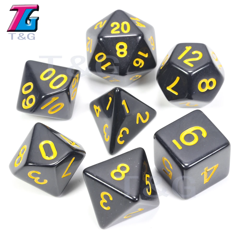 Одежда высшего качества 7 шт./компл. акриловые многогранные TRPG игры для Подземелья и Драконы непрозрачные D4-D20 Multi по бокам кости Pop для игровая