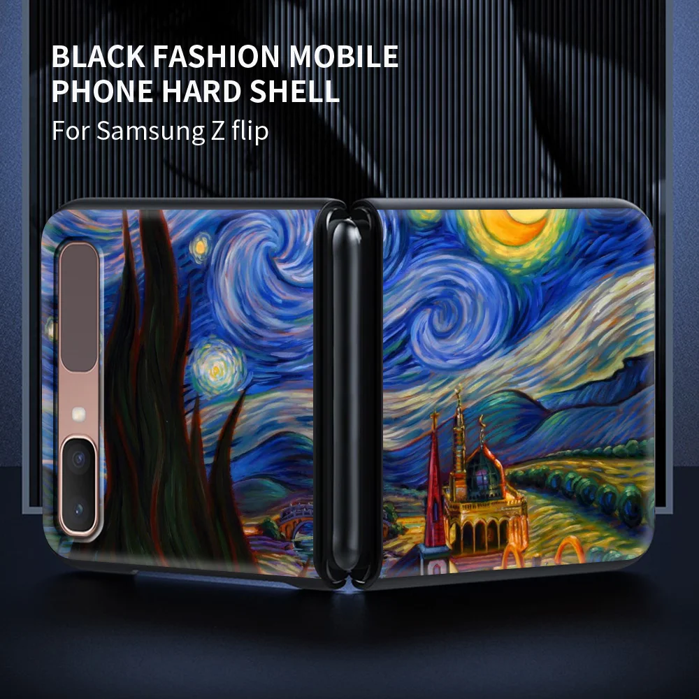 

Phone Cover For Samsung Galaxy Z Flip Case Hard Phone Cases For Galaxy Z Flip 5G Luxury Shell Van Gogh Starry Night Star Flower