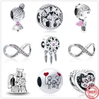 Новый 925 Стерлинговое серебро подвеска в виде генеалогического дерева юбка девочка навсегда циркония очарование бисера подходит к подлинным браслетам Pandora, сделай сам, ювелирное изделие для женщин